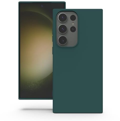 YATWIN Silicone Case for Samsung Galaxy S23 Ultra 5G, Soft-Touch, Shockproof, DustProof, Antiskid Full Body Armour Phone Cover for Samsung Galaxy S23 Ultra 5G - Dark Green