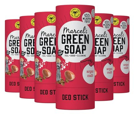 Marcel's Green Soap - Deodorant Stick - Argan & Oudh - Antiperspirant - Vegan - Pack of 6-40 g