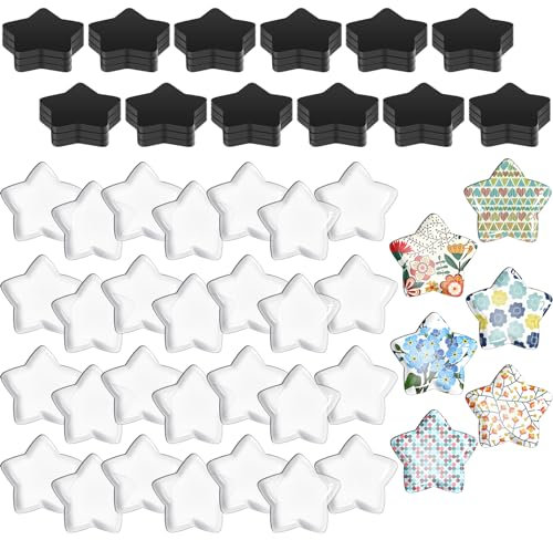 72 Stück Bastelmagnete Glaskeramik Ferrit Magnet mit selbstklebender Rückseite und transparenten Klarglas-Cabochons für DIY Handwerk Kühlschrank Kühlschrank Anhänger