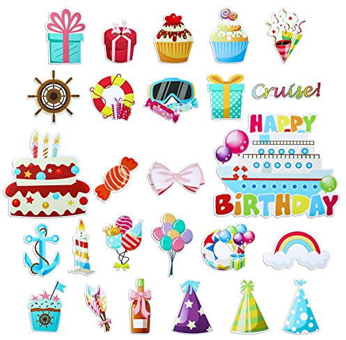26pcs Cruise Door Decorations Magnetic Cruise Magnets for Door, Door Magnets Happy Birthday Cruise Ship Door Decorations for Refrigerator Car Magnetic Surfaces
