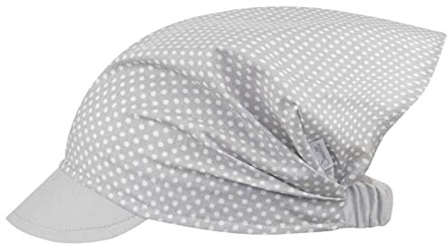 Smarilla Schirmmütze Mädchenmütze Sommermütze Kopftuch Baumwolle Punkte, Farbe: Hellgrau, Größe: XL (54/56)