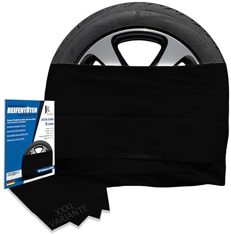 JK Trade® EXTRA Starkes 4-TLG Premium Reifentaschen Set zur Reifen Aufbewahrung & Lagerung Ihrer Autoreifen, Reifensack Set, Felgen Tasche, passend für 16, 17, 18, 19, 20, 21, 22 Zoll (Schwarz XXXL)