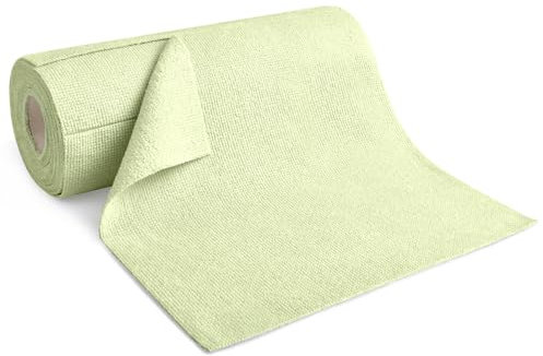 KitchLife Microfiber Cleaning Cloth Roll - Tear-Away Reusable Microfiber Paper Towels, Lint-Free, Washable, 20 Sheets for Kitchen, Car, Dishes, and Sensitive Surfaces (Light Green)