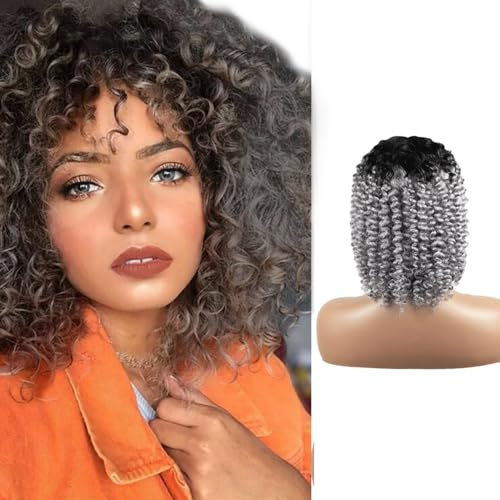 AiPliantfis Kinky Curly Lace Front Bob Wig Human Hair 150% Density Pre Plucked Free Part With Baby Hair Brazilian Remy Hair Free Part Grade 8A Unprocessed Virgin Echthaar Perücke 8 Zoll