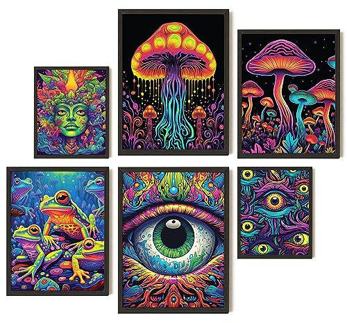 EXCOOL CLUB Trippy Room Decor Aesthetic – 30,5 x 40,6 cm Trippy-Poster für Zimmer, ästhetische Bilder, Vibey Trippy Wandkunstdruck, indisches Hippie-Trippy-Material, psychedelische Dekoration für