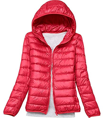 JokeLomple Piumino Donna Invernale - Giacche Ultraleggeri con Cappuccio 100 Grammi Giubbotto per Il Tempo Libero Giacca Elegante Classico Giubbino Antivento Invernale