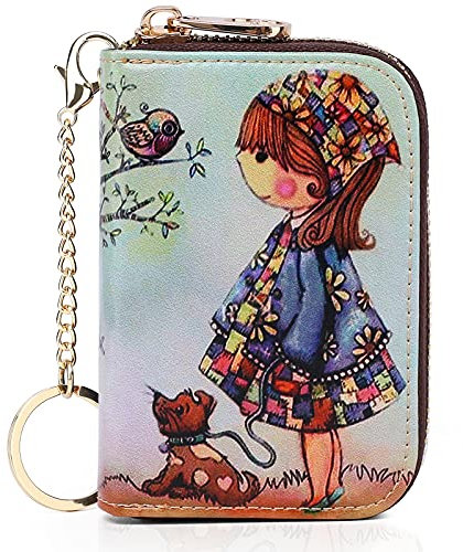 APHISON Kreditkartenetui für Frauen, Kartenetui, RFID-blockierend, niedlich, Cartoon, künstlerische Münzgeldbörsen, kleine Geldbörse für Mädchen/Kinder, 10 Kartenfächer, Geschenk, 018-Mädchen, S,