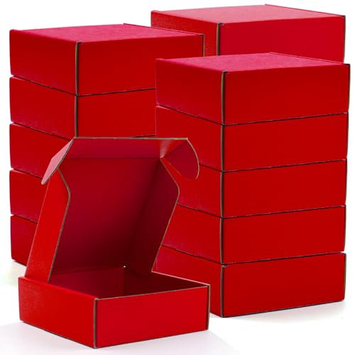 Versandkartons, 15 Stück, 15 Stück, recycelbar, farbige Wellpappe, kleine Aufbewahrungsboxen für Versand, Versand, Geschenkverpackung, Rot