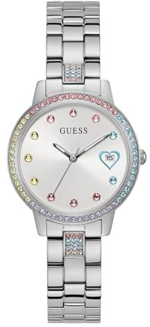 GUESS Damen Analog Quarz Uhr mit Edelstahl Armband GW0657L1