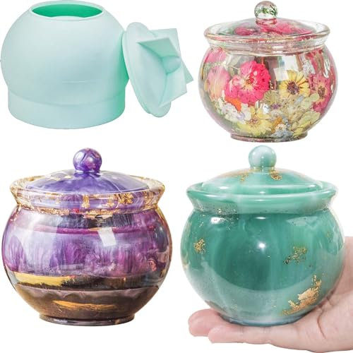 Jar Resin Molds Extra Large, Jars Silicone Molds with Lid for Epoxy Resin Casting for DIY Jewelry Storage Box, Candy Container,Candle Holder, Home Decoration