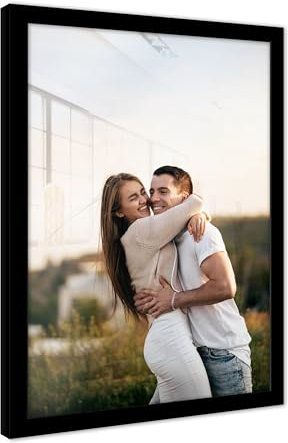 WallArena Poster im Rahmen schwarz 40x30 cm Hochformat - eigenes Foto als Poster - Fotoposter XXL Kunstdruck mit Wunschmotiv - Personalisierbares Geschenk - Bilderrahmen Wandbilder Wand Bild