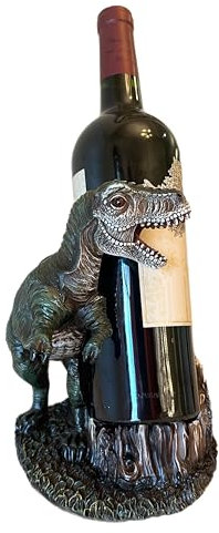 Top Brass T-Rex Wine Bottle Holder – Decorative Funny Dinosaur Display – Jurassic Wine Guardian