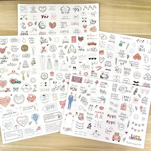 Ta Merry Sticker Fotoalbum Hochzeit Party Gästebuch Stickers Set (266 Motive),Wedding Guest Book Aufkleber Fotoalbum Sticker Liebe Scrapbook für party gästebuch, kalender,Bullet Journal (Wedding 2)