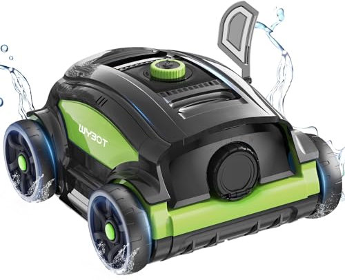 WINNY POOL CLEANER WY1103 Poolroboter, Poolsauger Kabellos mit Akku, 120 Min Laufzeit, Dual-Motor, LED-Anzeige, 180μm Präzisionsfilter, Automatisches Parken für Pools bis 120m² (Schwarzgrün B)