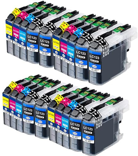 Yongairuink LC123 Druckerpatronen Ersatz für Bro LC 123 LC-123 LC123XL Patronen für Bro MFC-J4410DW J4510DW J4110DW J6720DW J6920DW J6520DW J470DW DCP-J132W DCP-J152W DCP-J752DW DCP-J870DW (20er-Pack)