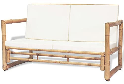 Rantry 2-Sitzer Gartensofa mit Polstern Bambus Gartenmöbel Set Sitzgruppe Möbel Gartensofa Sofa Couch Garnitur Lounge Sofa Gartenset Sitzgarnitur Balkonmöbel Garten