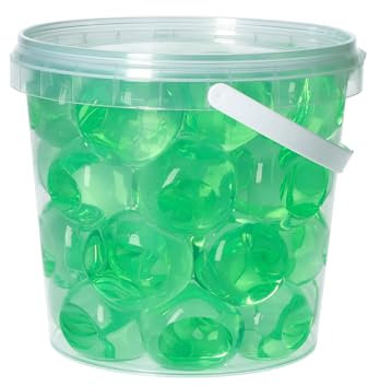 trendfinding 1 Liter Eimer aus Kunststoff mit Deckel Deko Hydro Wasser Perlen Kugeln künstliche Blumenerde Aquaperls Aqualinos zum Dekorieren (Grün_XXL)