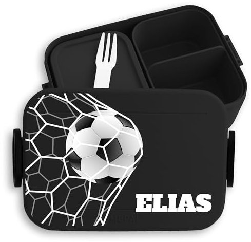 Kinder Bento Box Midi Lunchbox Mepal Bentobox - Fussball Brotdose personalisiert | Kleine Geschenke für Fußballfans | Fußballgeschenk mit Namen | Fußball Fanartikel | Coole Fussball Geschenke