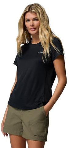 Columbia Women's Zero Rules Light Short Sleeve Crew, Technical Short Sleeve T-Shirt, Black, M