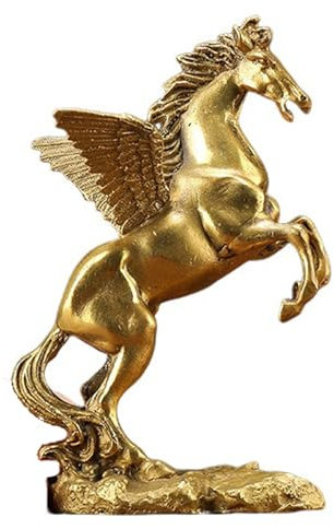 WXMYOZR Stehende Fliegende Pferdestatue, Messing Zodiac Pegasus Statue Licht Luxus Tierskulptur Ornament für Home Office Decor,Litte