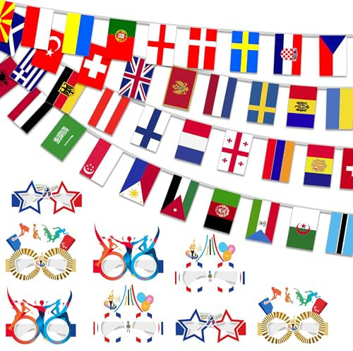 Wimpelkette der Welt 2025 Womens Euro Football Deko Brillen 25 m National Flagge Wimpelkette Banner für 2025 Euro Deko Internationale Spiele Indoor Outdoor Clubs Schule Dekorationen