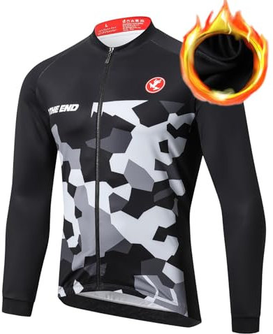 UGLY FROG Men's Cycling Jersey Tops Winter Thermal Fleece Long Sleeve Mountain Bike Bicycle Shirts with 3 Rear Pockets for outdoor Temperature 5-15°C