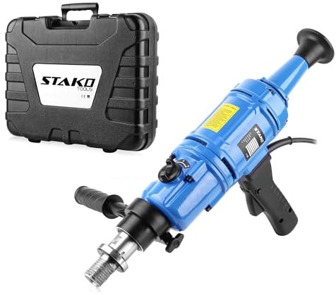 STAKO Taladro de núcleo profesional manual con potente motor de 2100 W. Diámetro máximo de perforación de 202 mm. 7 kg. Taladros de núcleo de diamante para hormigón de 2730 rpm. Unidad de perforación