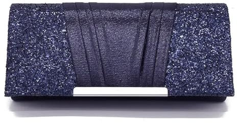 YUEZHAN Abendtasche Damen Clutch Blinkende Abend Tasche Braut Handtasche Damen Clutch Dunkelblau
