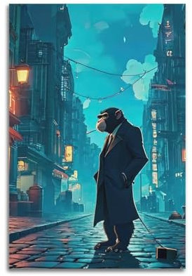 XFUHB Cartoon-Tier-Poster, Mafia-Affen-Poster, dekoratives Gemälde, Leinwand, Wandposter und Kunstdruck, moderne Familienschlafzimmer-Dekoration, Poster, 30 x 45 cm