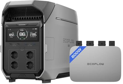 EcoFlow PowerStream Balkonkraftwerk, 0% VAT WLAN netzgekoppelter Mikrowechselrichter 800W, 4kWh Delta PRO 3 tragbare Powerstation, Energieverbrauchssteuerung, APP Steuerung