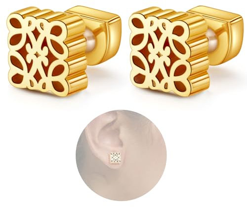 18K Damen Gold Ohrringe,925 Sterling Silber Ohrstecker,Hypoallergene Geformte Ohrringe sind tolle Geschenke für Mütter,Ehefrauen und Freunde