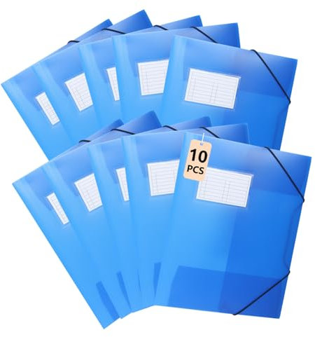 DoocliB Sammelmappe a4,10 Stück Eckspanner-Mappe aus Kunststoff, Kinder Eckspannermappe aus Kunststoff,Schnellhefter mit Innenklappen & Gummizug,Stabile Einschlagmappe aus Plastik(Transluzent Blau）