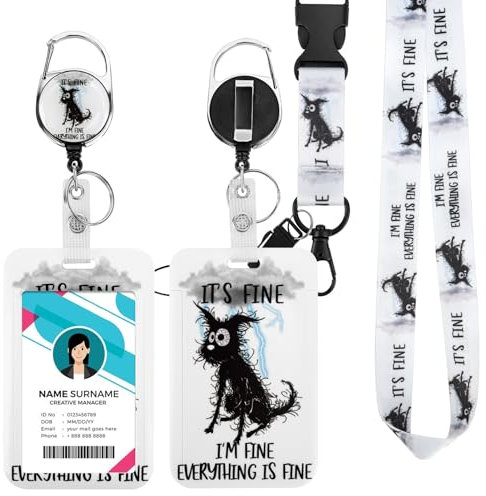 Ausweishülle mit Band, Id Badge Holder Breakaway Lanyard für, Einziehbare Badge Reel, Abnehmbare Namensschild Clips, Hals Lanyard Strap, Lehrer Büro Geschenke (Text Hund)