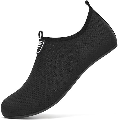 Badeschuhe Damen Herren Wasserschuhe Neoprenschuhe Strandschuhe Aquaschuhe Schwimmschuhe Wassersportschuhe Barfuß Schuhe Leicht Hausschuhe. Schwarz,39 EU