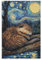 aaaaab Leinwandbild „Schlafender Biber in Sternennacht“, Tiere, Wandkunst, Leinwand, Dekoration für Wohnzimmer und Badezimmer, 40 x 60 cm