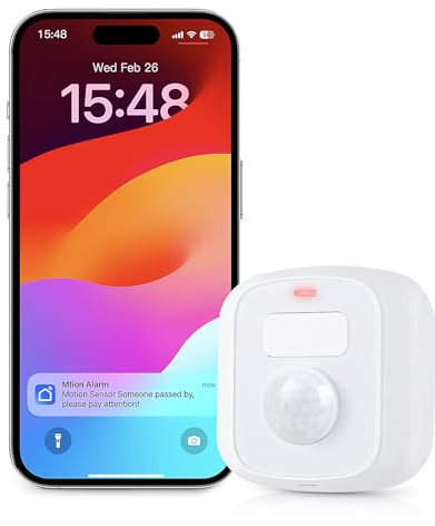 PHYSEN Bewegungsmelder Innen mit Smart Home Steuerung, Bewegungssensor Smart mit App-Benachrichtigung/Kein Tonalarm, WiFi Bewegungsmelder für Heimsicherheit, Kompatibel mit TUYA/Google/Alexa