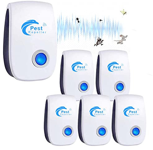 Repelente Ultrasónico de Plagas, 6 Pack Electrónico Repelente Mosquitos Insectos,Repelente Ultrasónico Mosquitos para Insectos, Ratones, Mosquitos, cucarachas, arañas, Hormigas