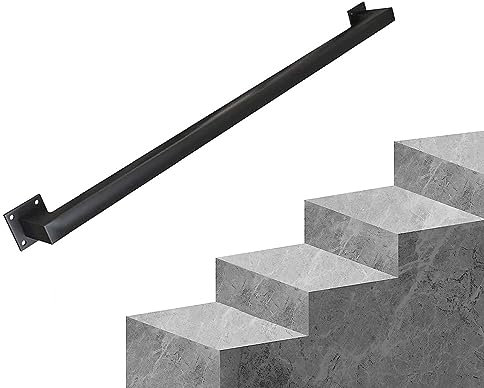 Treppengeländer il Schwarz/Weiß/Gold Vierkantrohr Baluster, ils für Treppen im Freien oder Innentreppen Geländer, Metall Schmiedeeisen Wandstützstange Komplettset (Farbe