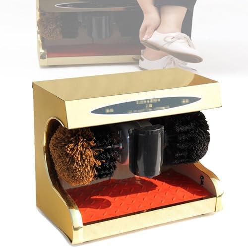 CRBUDY Machine à Induction Automatique, cireuse à Chaussures, Machine à cirer Les Chaussures, brosseuse électrique Automatique pour Chaussures en Cuir, métallique (métallique)