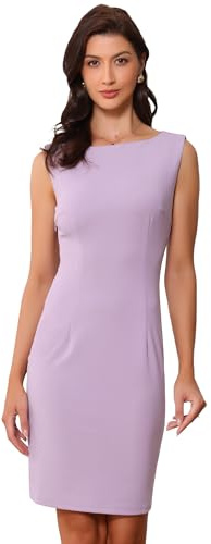 Allegra K Abito a tubino senza maniche per donna con scollo a barchetta casual Officeg
