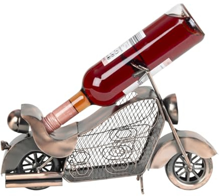 Flaschenhalter Motorrad 39cm lang mit Weinkorkensammler bronze-finish