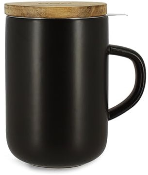 OGO LIVING - Tisanière juliet 475ml en grès noir avec couvercle bois d'acacia - 7912031