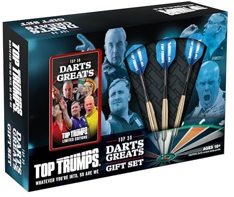 Top Trumps Limited Editions: Top 30 Darts Greats Card Game Gift Set with Official Branded Darts – Featuring Phil Taylor, Luke Littler, Michael van Gerwen & More