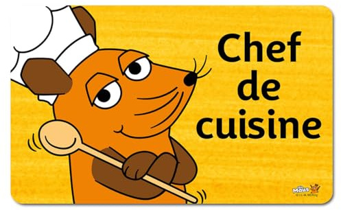 Logoshirt® Sendung mit der Maus Chef de Cuisine Frühstücksbrettchen 23x14cm | Spülmaschinenfest, Hitzebeständig, Lizenziertes Originaldesign