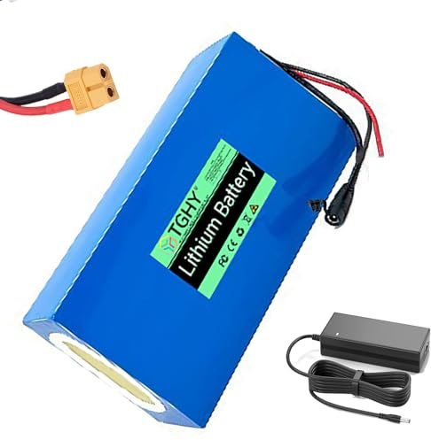 TGHY Batería de Iones de Litio de PVC Resistente al Agua, 48V 10Ah para Bicicleta eléctrica, con Cargador y Placa BMS integrada para Motores de ciclomotor y Triciclo 50 a 500W.,Xt60,48V 10Ah