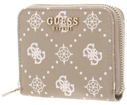 GUESS Geldbörse Carrie Logo SLG Small Zip Around Biscotti Logo beige