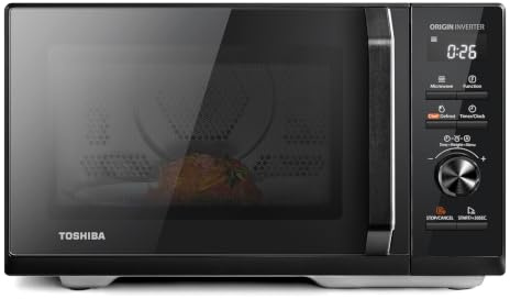 TOSHIBA 26Liter 6-in-1 Air Fry Microwave Combo With Origin Inverter, Chef Defrost, Convection, Combi, Grill, 10 Power Levels, 10 Auto Menus, 900W Microwave,1000W Grill, Black, MW3-AC26SFI(BK)
