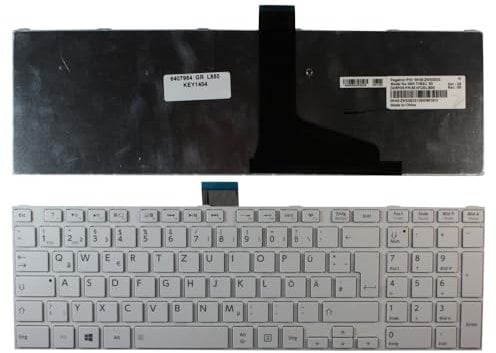 Power4Laptops German Layout White Frame White Replacement Laptop Keyboard Compatible With Toshiba Satellite L850-1V0