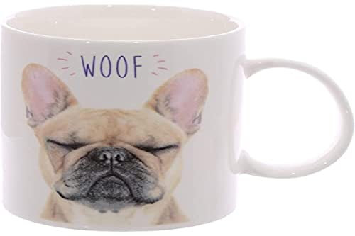 Puckator WOOF Französische Bulldogge Hund Tasse aus Porzellan
