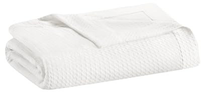 Madison Park Sommerdecke aus 100% ägyptischer Baumwolle, weich, atmungsaktiv, Waffelstrick, klassisches Design, ganzjährige, leichte Decke für Bett, Couch und Sofa, Weiß, Einzelbett (168 x 229 cm)